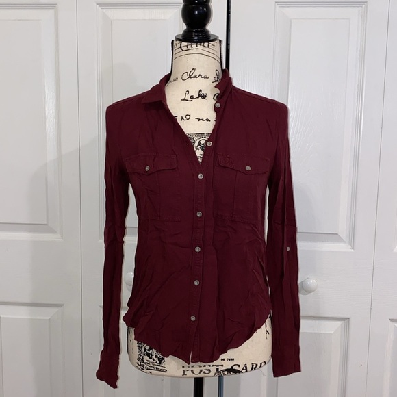 Abercrombie & Fitch Red Long Sleeve Button Down Shirt XS - Picture 1 of 9